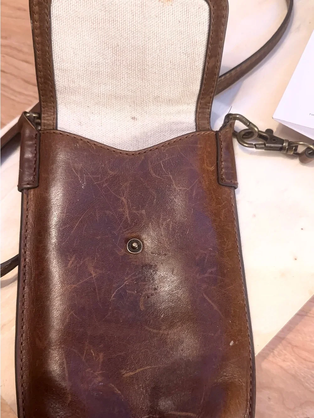 FRYE 💯 Distressed Leather phone/card case OTC “Melissa Bag.”